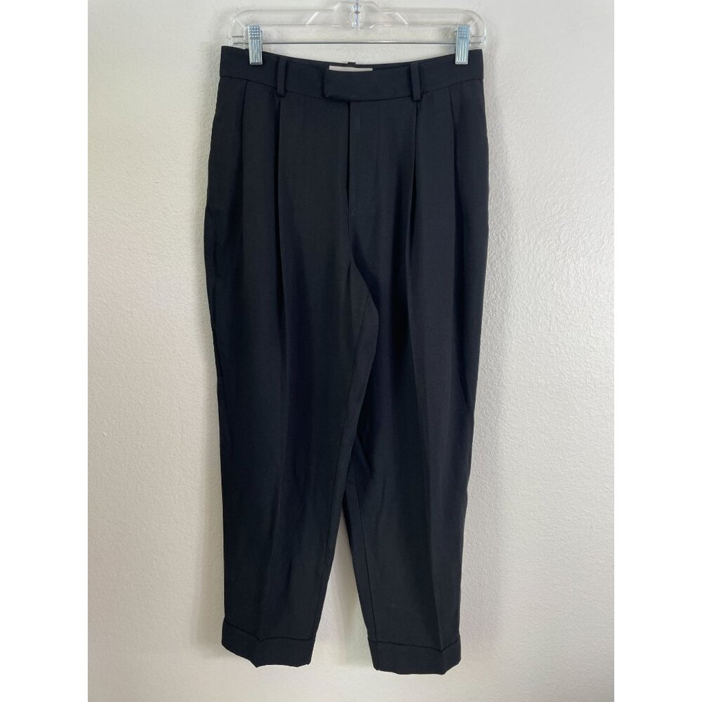Everlane Womens 2 Black Pleated Trousers Ankle Lyocell Pants